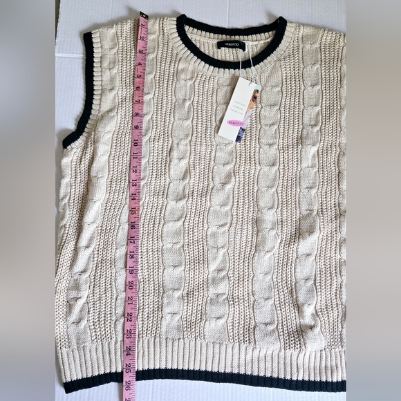 Dokotoo Tank Tops for Women Round Neck Cap Sleeve Color Block Cable Knit 2XL - Picture 10 of 10